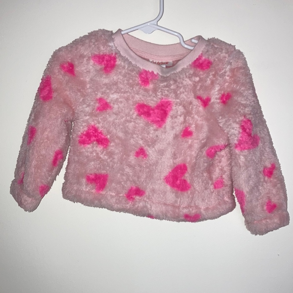 Cat & Jack fluffy heart sweater size 12 months